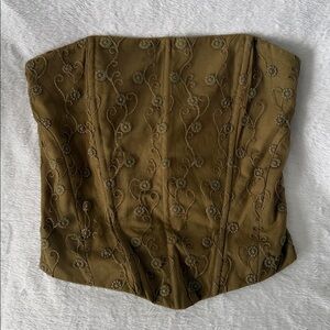 Embroidered Olive Green Corset Top